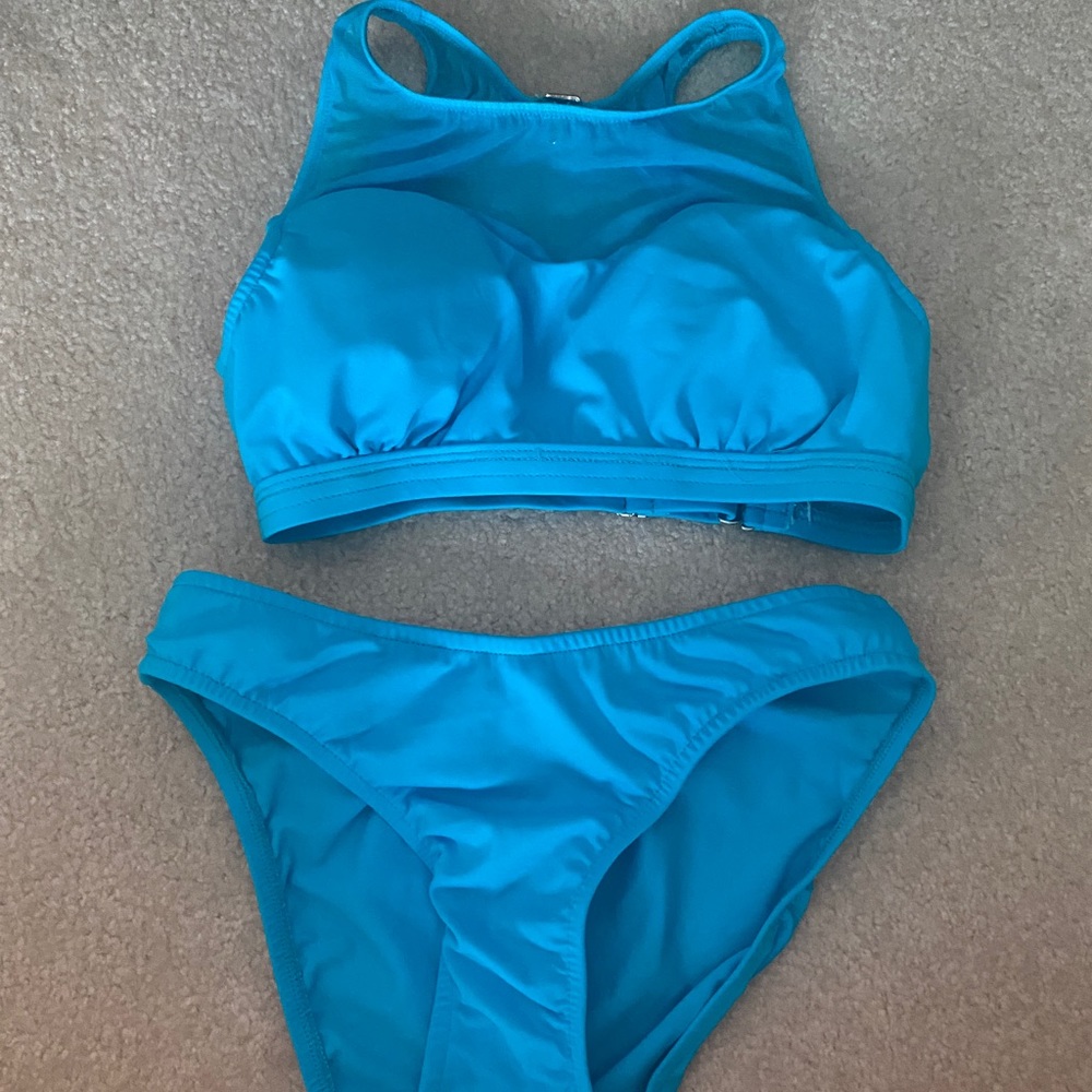 Blue mid rise bikini